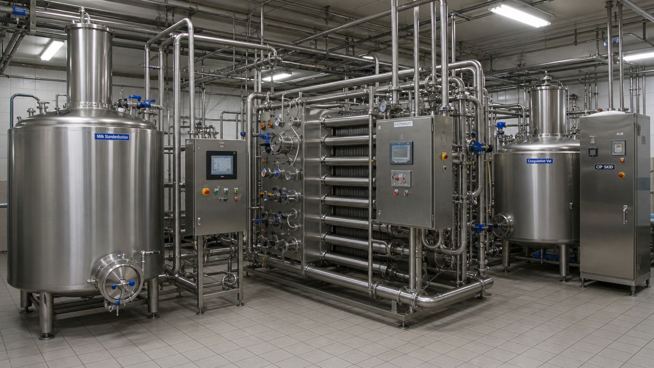 Curd cutting and cooking — ATMAN mozzarella plant