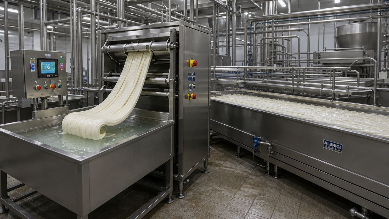 Pasta-filata stretching — ATMAN mozzarella plant